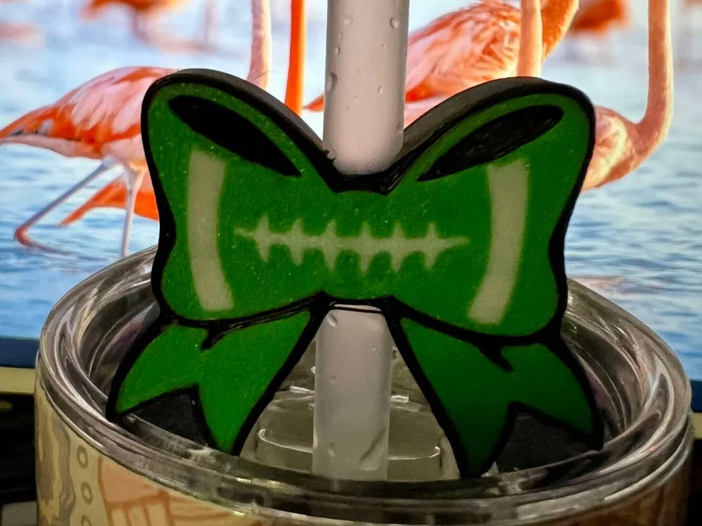 Football Bow Straw Topper